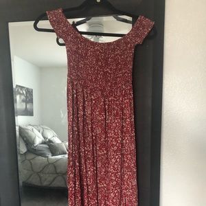 Red off the shoulder maxi